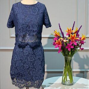 NWT Zaful Eyelash Lace Short Sleeve 2pc Skirt Set